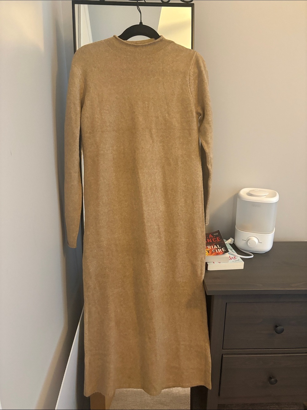 Mango Camel Long Sleeve Maxi Dress